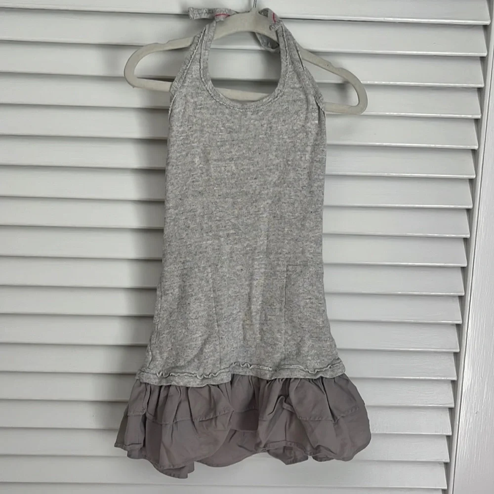 Crewcuts by J. Crew Halter Gray Jersey Dress Tiered Skirt Fabric Area